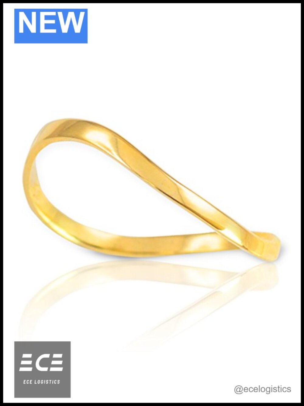 10K Yellow Gold Curved Wavy Band Thumb Ring Minimalist High Polish